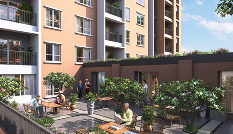 Terrace lounge on first floor at Serene Springs